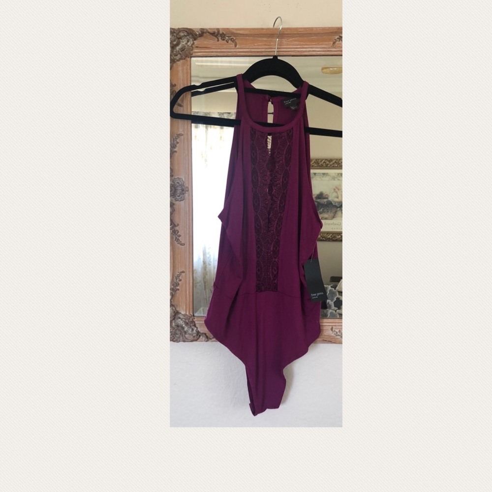 Free People Burgundy Body Suit NWT Large 🍷